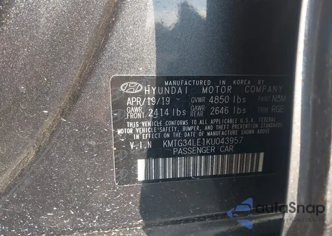 2019 Genesis G70 3.3T Advanced from USA, damaged, VIN KMTG34LE1KU043957